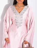 Abaya papillon à cristaux sur le col et les bordures